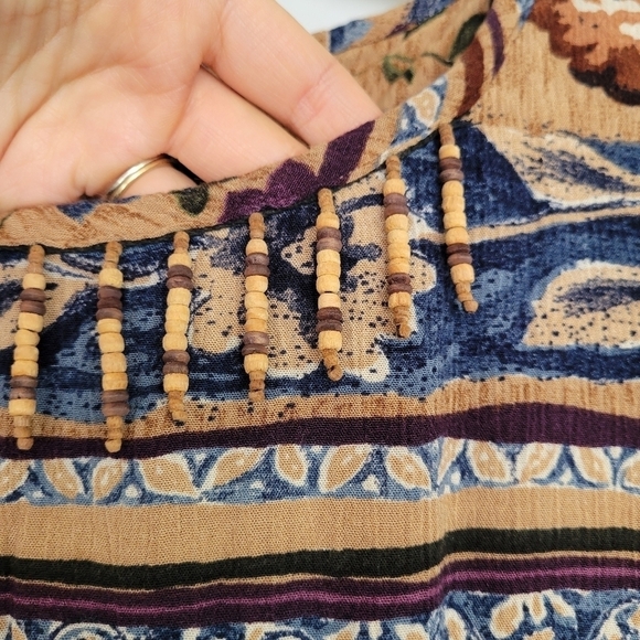 Vtg John Roberts 90s‎ Florla Multicolored Maxi Dress Size 8 Beaded - Picture 7 of 12